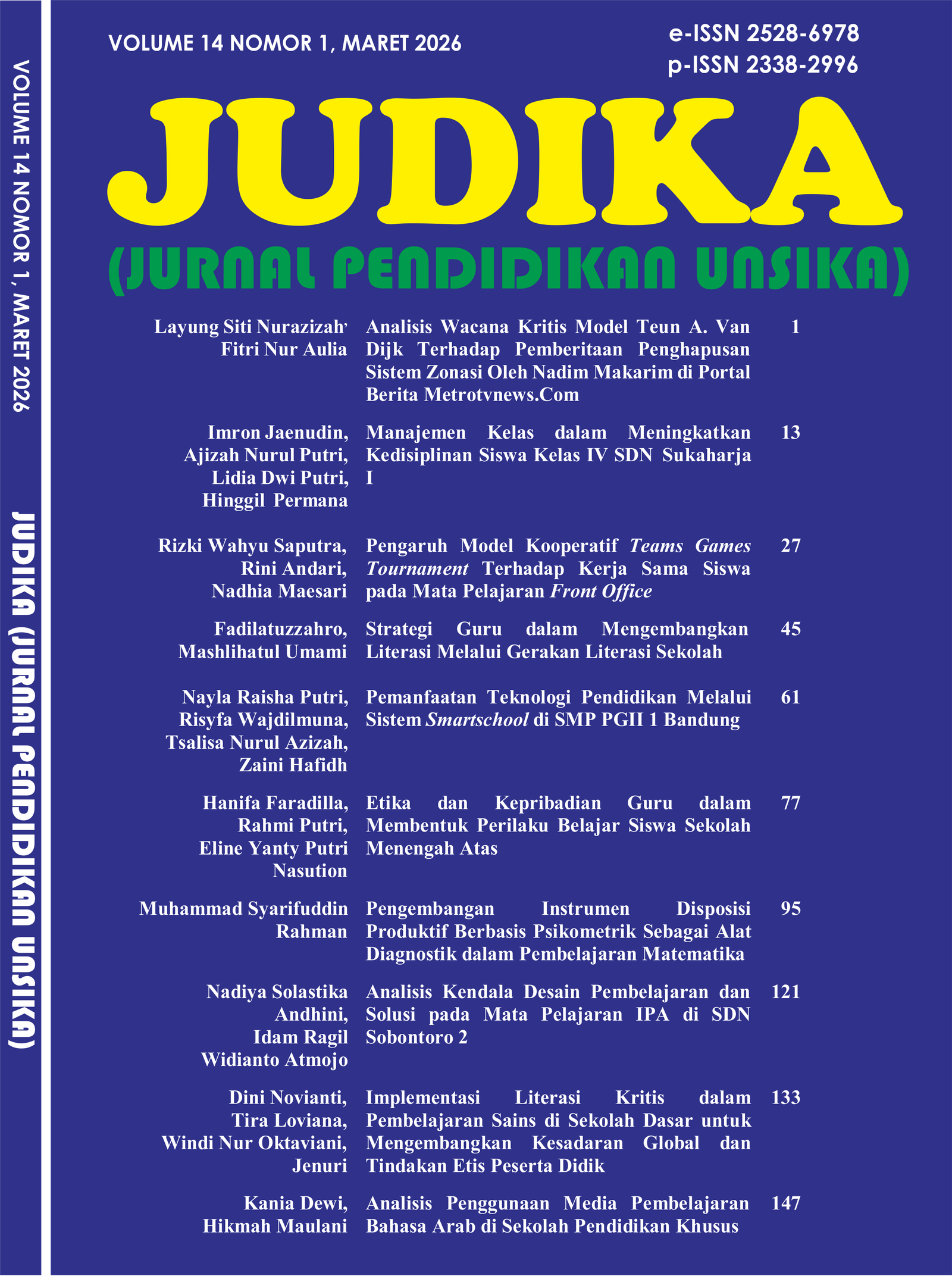 					View Vol. 14 No. 1 (2026): JUDIKA (JURNAL PENDIDIKAN UNSIKA)
				